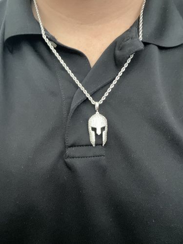 Customer photo review of White Gold Diamond CZ Spartan Necklace