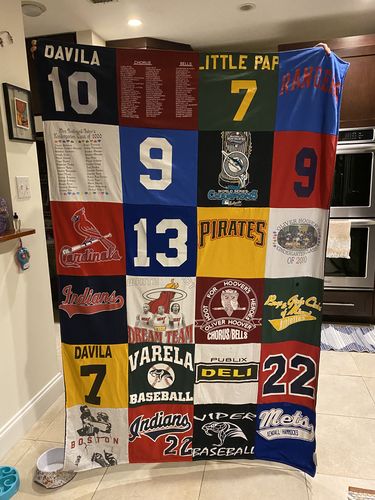 T-shirt quilt featuring miami marlins, cleveland indians by GIGI from FL