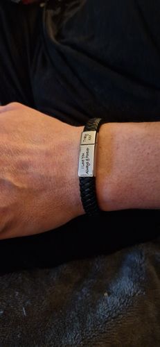 Customer photo review of Men's Personalised Message Bracelet