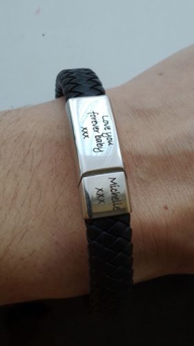 Customer photo review of Men's Personalised Message Bracelet
