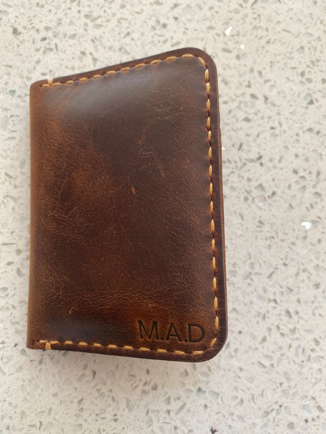 Customer photo review of Handmade Slim Front pocket wallet, The Wilder Slim Wallet,  Antique Leather Card Sleeve, Minimalist Personalized Card Holder