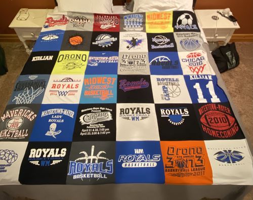 T-shirt quilt featuring mavericks basketball team, royals basketball team by Joanne from MN