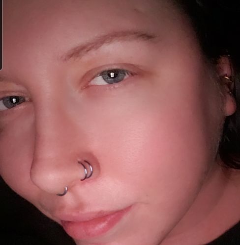 Customer photo review of Anodized Titanium Double Nose Hoop