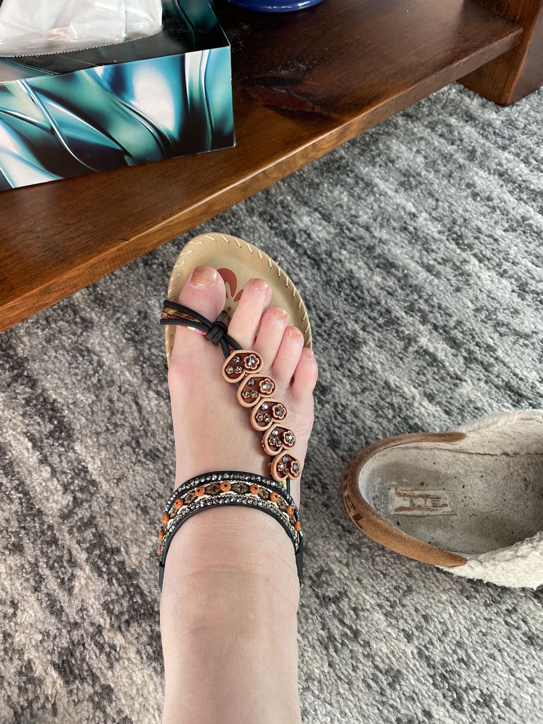 Customer photo review of Vintage Bohemian Beaded Rhinestone Beach Sandals