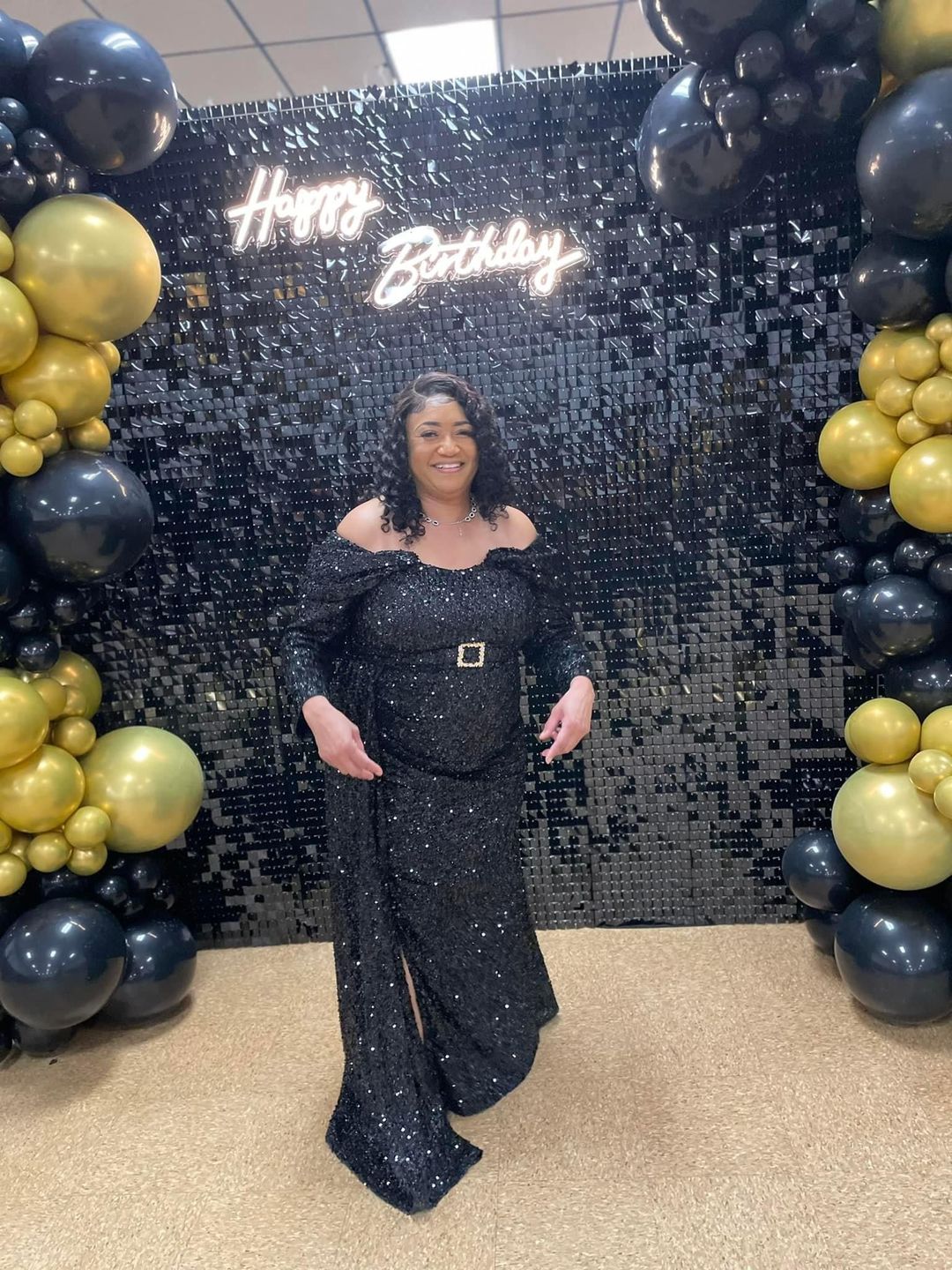 Customer photo review of Black Shimmer Wall Panels – Easy Setup Wedding/Event/Theme Party Decorations
