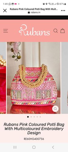 Customer photo review of Rubans Pink Coloured Potli Bag With Multicoloured Embroidery Design