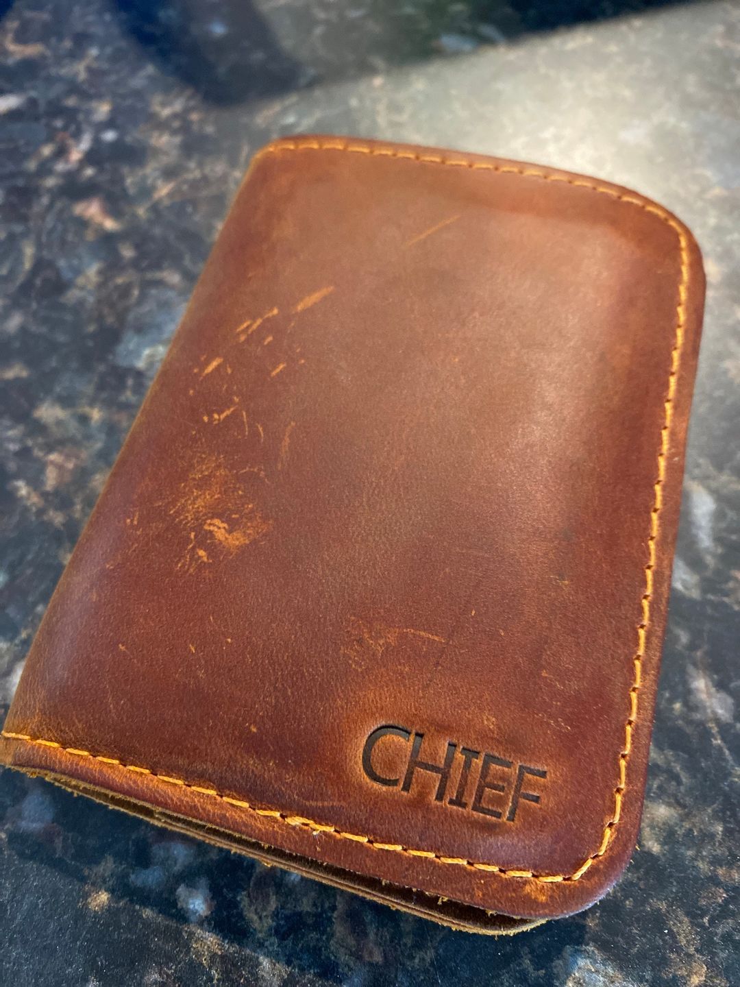 Customer photo review of Handmade Slim Front pocket wallet, The Wilder Slim Wallet,  Antique Leather Card Sleeve, Minimalist Personalized Card Holder