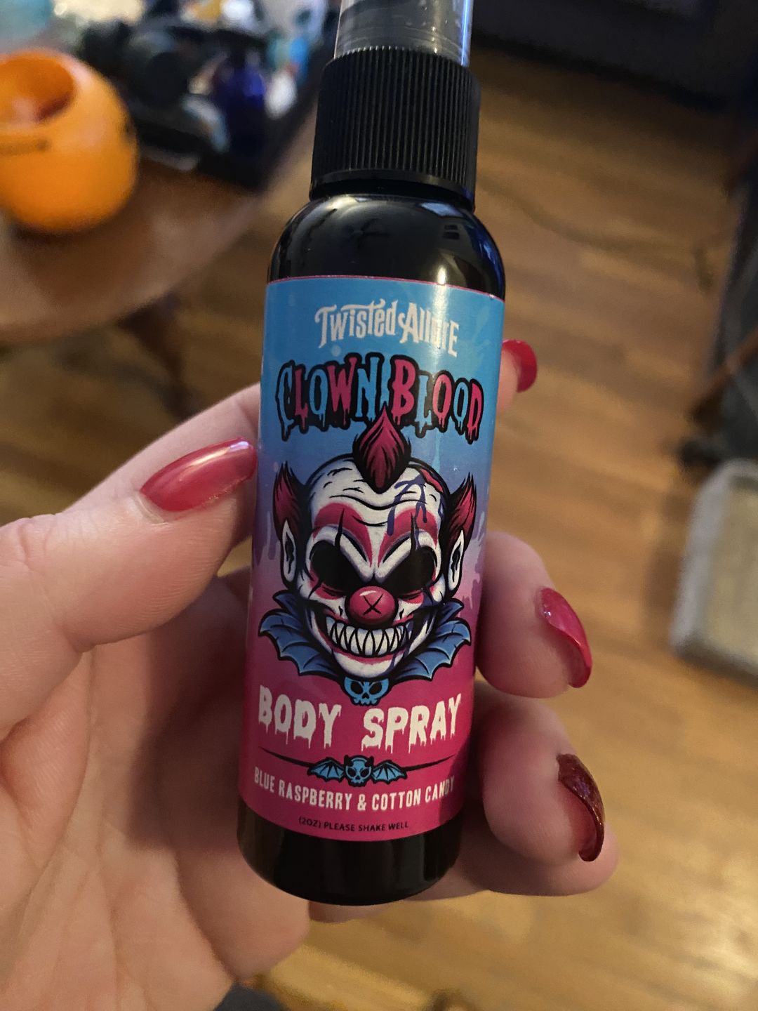 Customer photo review of Clown Blood Body Spray
