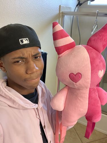 Customer photo review of Rabbit Plush Backpack 20" (PINK)