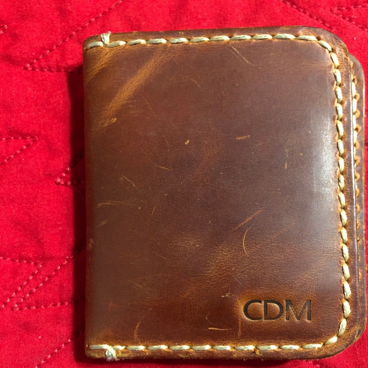 Customer photo review of Handmade Slim Front pocket wallet, The Wilder Slim Wallet,  Antique Leather Card Sleeve, Minimalist Personalized Card Holder