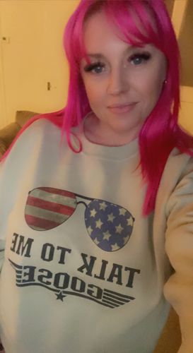 Customer photo review of Top Gun Talk To Me Goose Sweatshirt