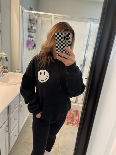 Customer photo review of Ascot + Hart Smile Logo Hoodie