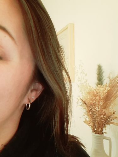 Customer photo review of Zirconia Stud Earrings - 14 Karat Gold