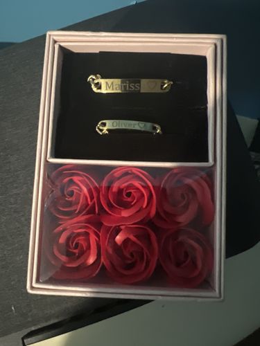 Customer photo review of Engraved Bracelet Set - W/ Eternal Rose Box