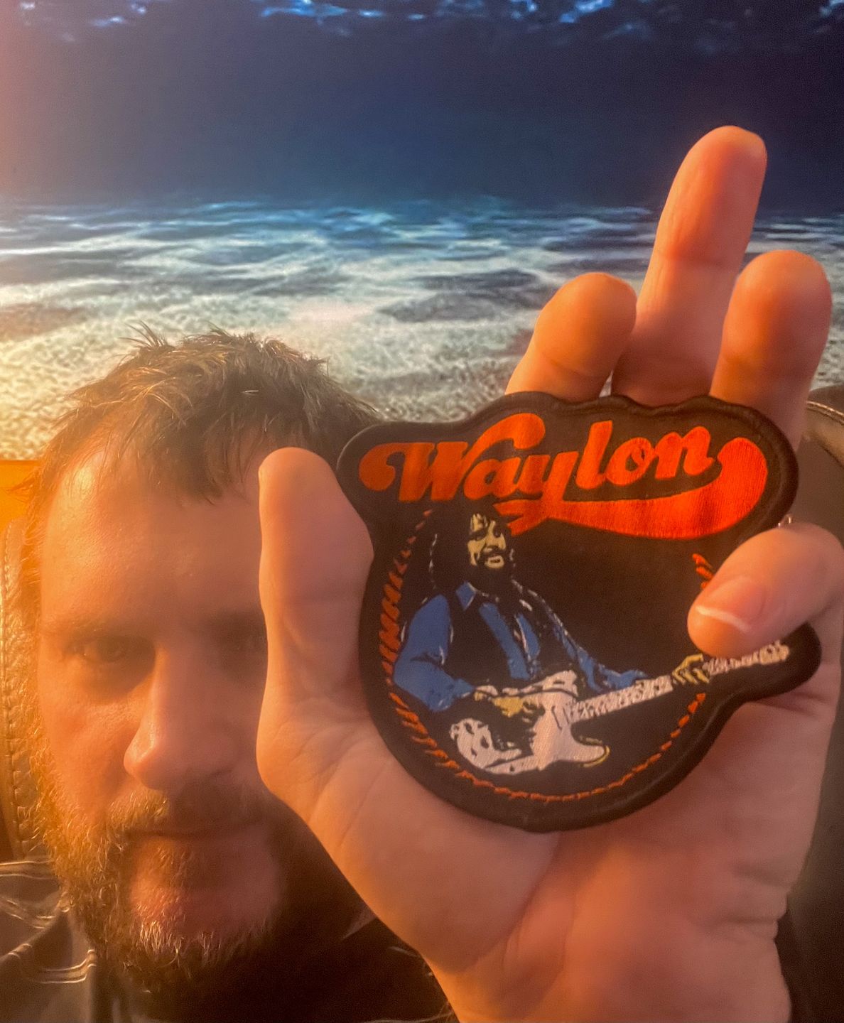 Customer photo review of Waylon Jennings Telecaster Embroidered Patch