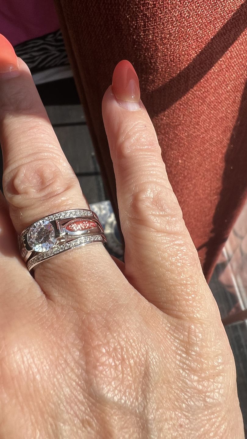 Customer photo review of Silver Ring with Gem and Cremation Ash