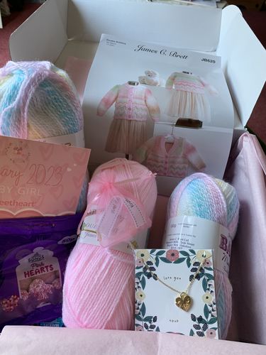 Customer photo review of Baby Mystery Knitting Box