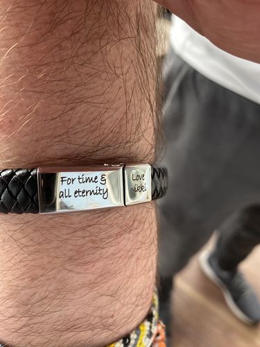 Customer photo review of Men's Personalised Message Bracelet