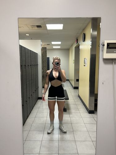 Customer photo review of Black Halter Twist Sports Bra