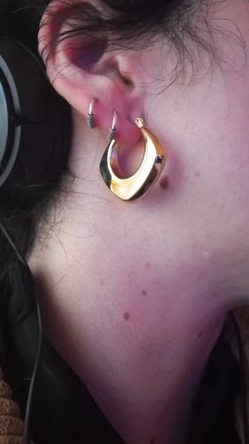 Customer photo review of Chunky Hoop Earrings