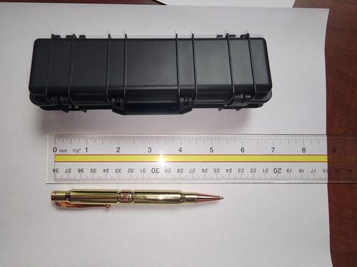 Customer photo review of .308 Real Bullet Authentic Brass Casing Refillable Twist Pen - Tactical Gift Box - Polished Brass
