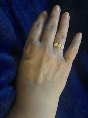 Customer photo review of Three Plumeria 4-4-4mm Pink CZ Ring