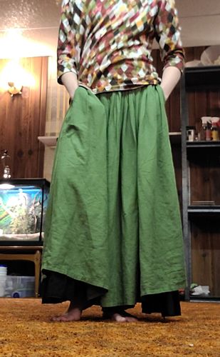 Customer photo review of Forest Green long pleated swing skirt 1037#