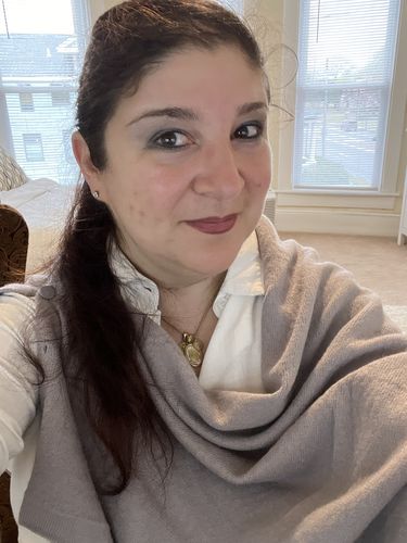 Customer photo review of Scarf with buttons - Light warm grey