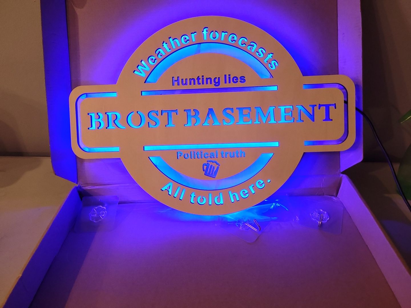 Customer photo review of Personalized LED Color Changing Man Cave Sign
