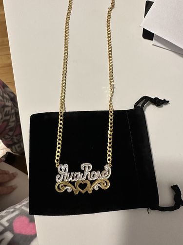 Customer photo review of Double Plated Love Name Necklace with Cuban Chain