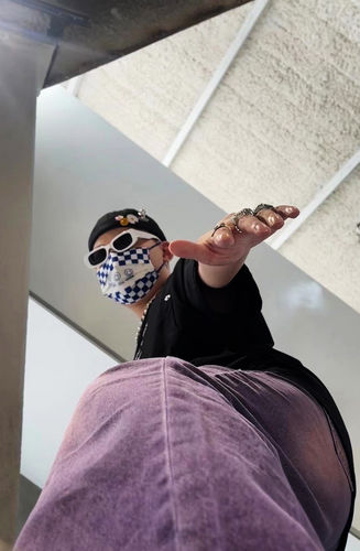 Customer photo review of Grunge Purple Baggy Jeans