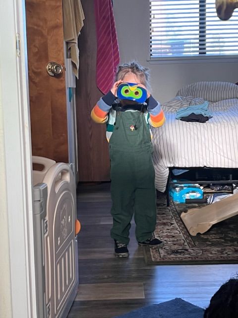 Customer photo review of Embroidered Toadstool Classic Corduroy Dungarees
