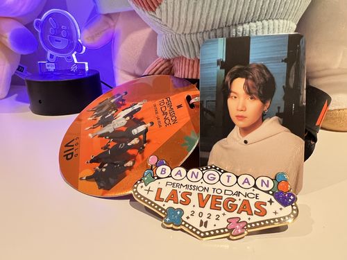 Customer photo review of BTS Permission to Dance Vegas Concert Enamel Pins