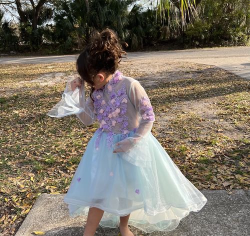 Customer photo review of Toddler Girl Birthday Party Dress Summer Floral Print Fluffy Princess Dress
