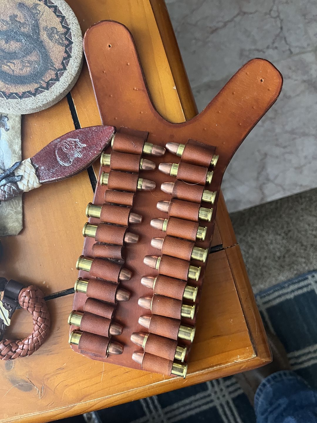 Customer photo review of Leather Cartridge Loops Stitching Guide - Free Printable Template