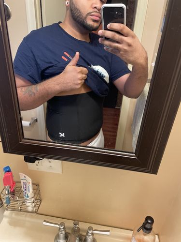 Customer photo review of Men's Heat Trapping Waist Toner