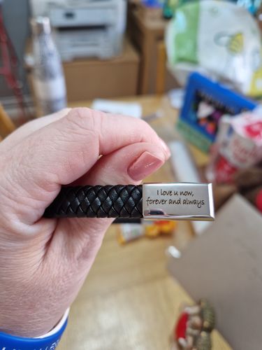 Customer photo review of Men's Personalised Message Bracelet