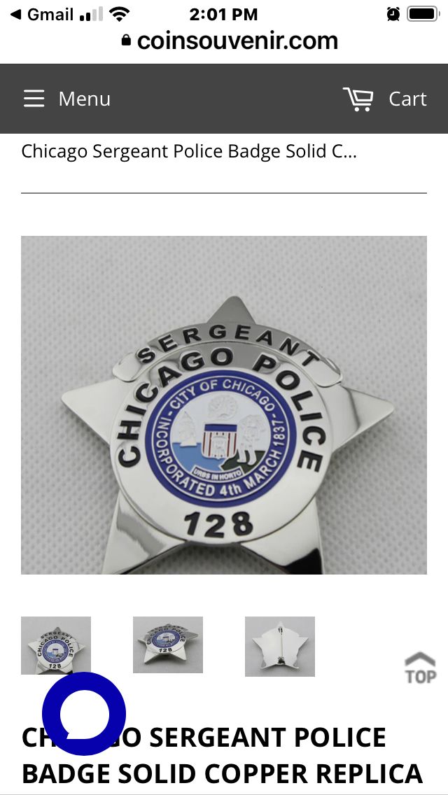 Customer photo review of Chicago Sergeant Police Badge Solid Copper Replica Movie Props With Number 128