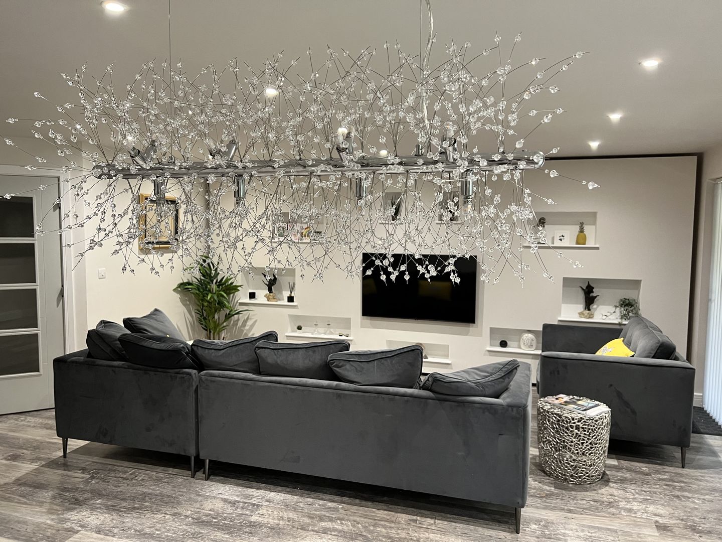 Customer photo review of Modern 12-Light Crystal Chandelier
