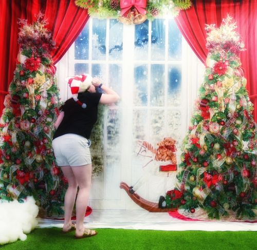 Customer photo review of Kate Winter Christmas Tree Backdrop Window Snow for Photography
