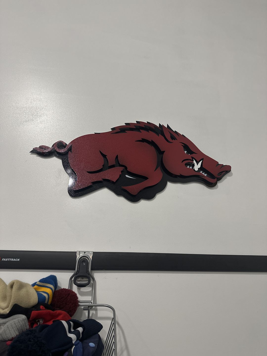 Customer photo review of Arkansas Razorbacks "RUNNING TUSK" 3D Vintage Metal Wall Art