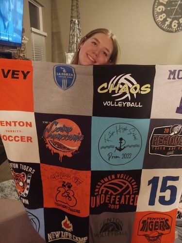 T-shirt quilt featuring fenton tigers by Nicole from MI