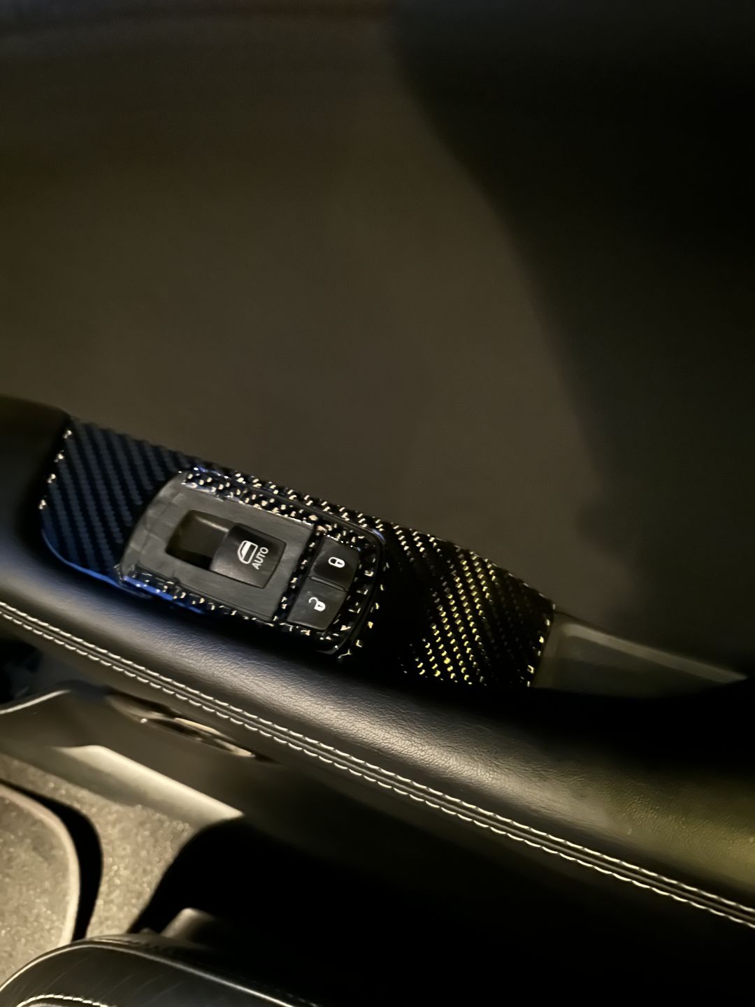 Customer photo review of Real Carbon Fiber Window Control Trim Overlay for Dodge Challenger 2015-2022