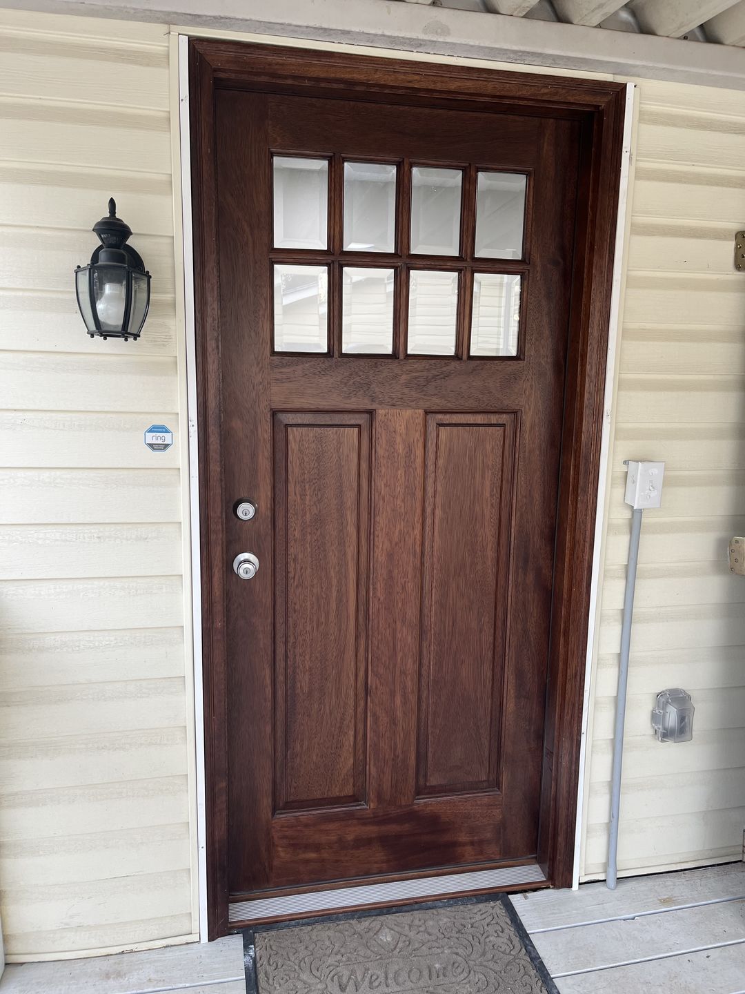 Customer photo review of 36" Prehung Mahogany Entry Door System (Craftsman 8 Lite)