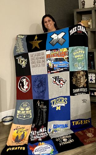 T-shirt quilt featuring tigers, florida state university by Rebecca from FL