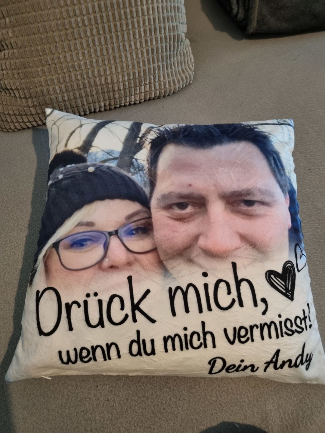 Customer photo review of Wenn du mich vermisst - Paar-Kissen