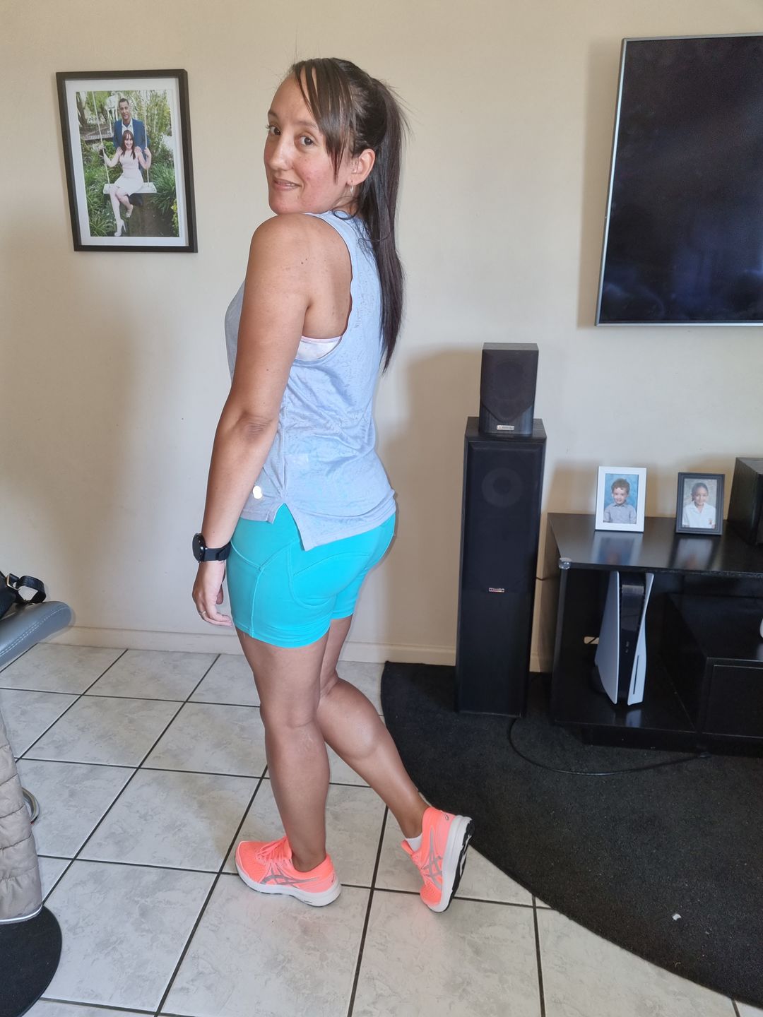 Customer photo review of Shapewear High Waist Butt Shaping Shaping shorts- Tiffany blue