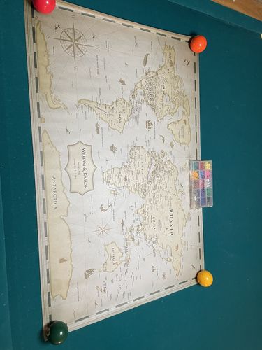 Customer photo review of Pinnable World Journey Map • Vintage Explorer