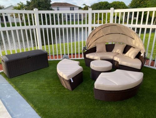Customer photo review of Outdoor Sectional Round Daybed with Retractable Canopy & Coffee Table