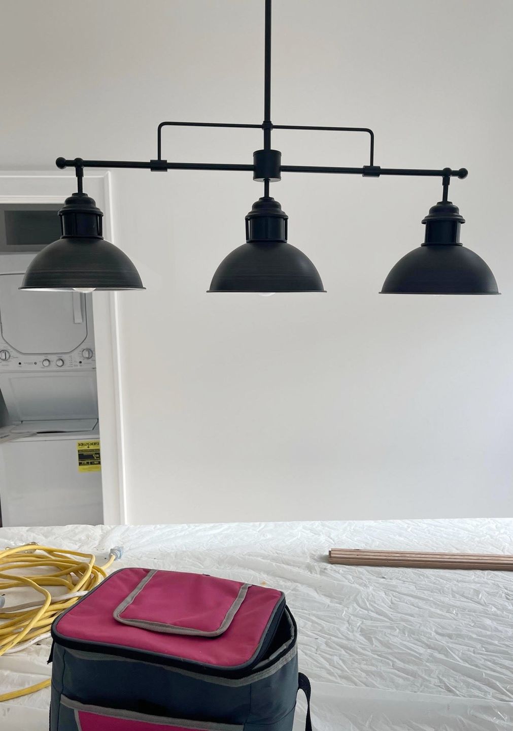 Customer photo review of Industrial 3-light Island Pot Lid Dome Pendant
